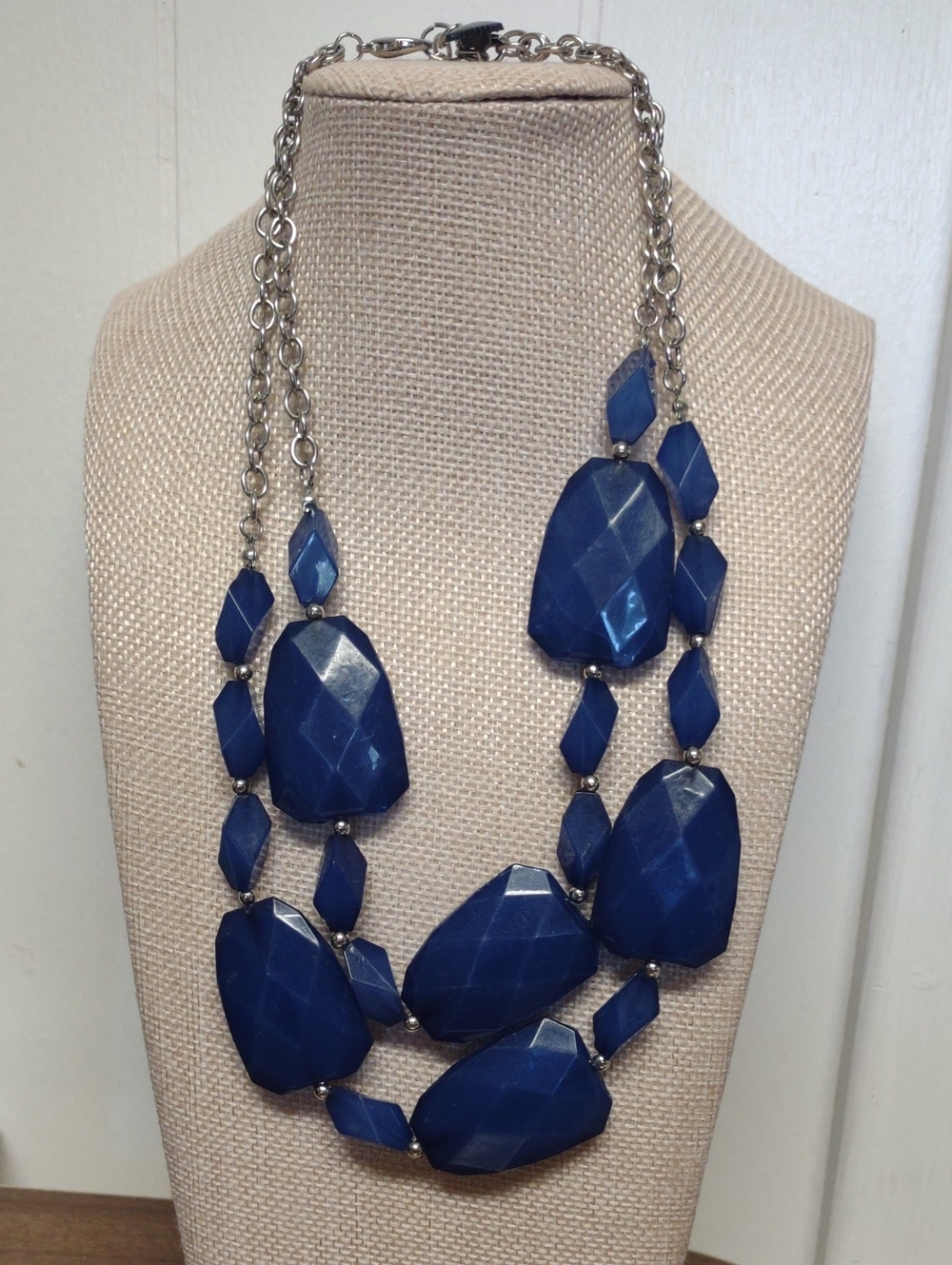 Blue Faceted Statement Necklace